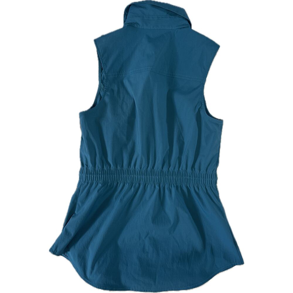 Athleta Levitate Poplin Tank Top XS Borealis Green‎ Cinched Tie Waist Sleeveless - Picture 3 of 7